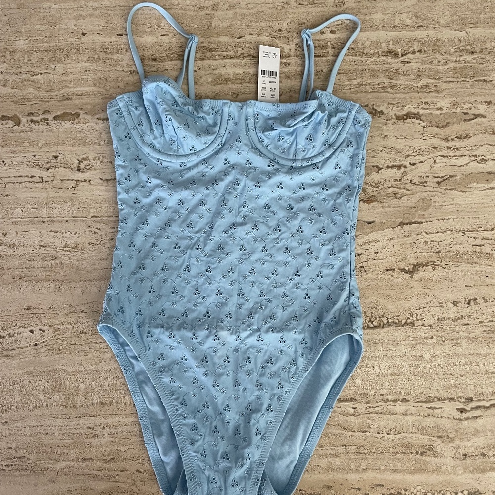 J. Crew Light Blue One-Piece Swimsuit